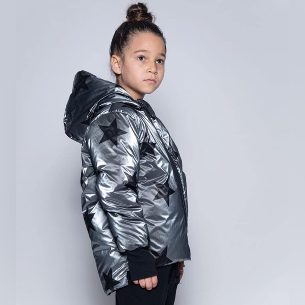 Kids Nununu Metallic Jacket with Black Stars